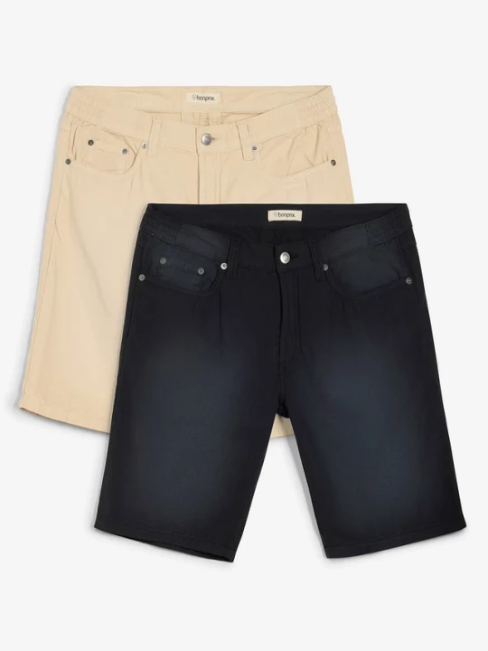 Obrázek produktu Lekkie bermudy z elastyczną wstawką w talii, z kolorowego denimu, regular fit (2 pary) BonPrix