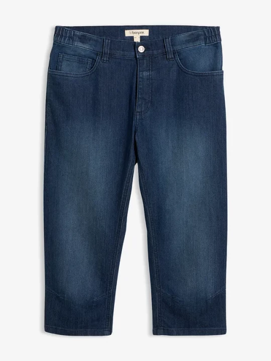 Obrázek produktu Lekkie jeansy 3 / 4 z elastyczną wstawką w talii, slim fit BonPrix niebieski