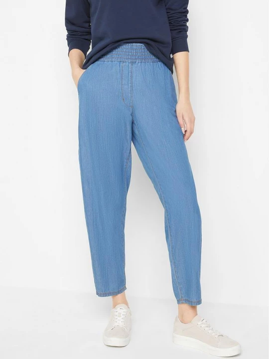 Obrázek produktu Lekkie jeansy mom, high waist, cropped BonPrix niebieski