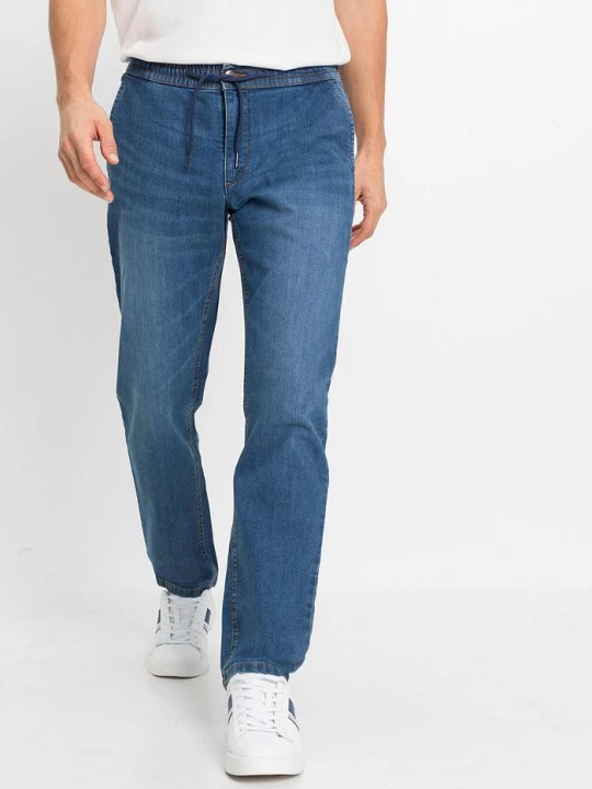 Obrázek produktu Lekkie jeansy z gumką w talii, regular fit, straight BonPrix niebieski
