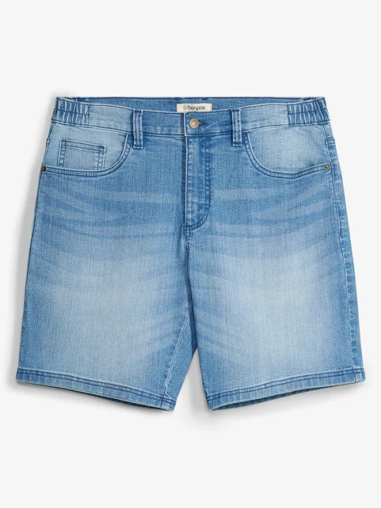 Obrázek produktu Lekkie szorty jeansowe z elastyczną wstawką w talii, relaxed fit BonPrix niebieski