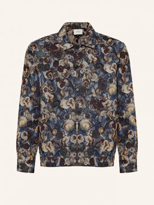 Obrázek produktu Les Deux Žakárový Overshirt modrá / béžová / tmavě červená