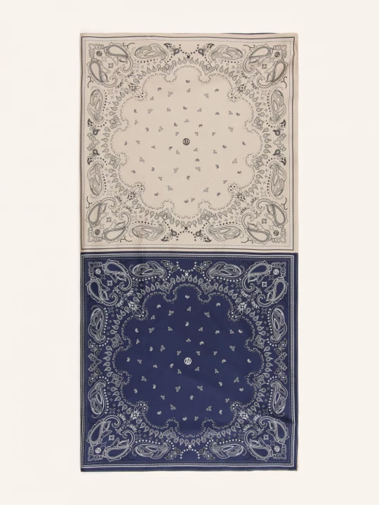 Obrázek produktu Lescarf Hedvábný Šátek krémová / tmavě modrá / černá