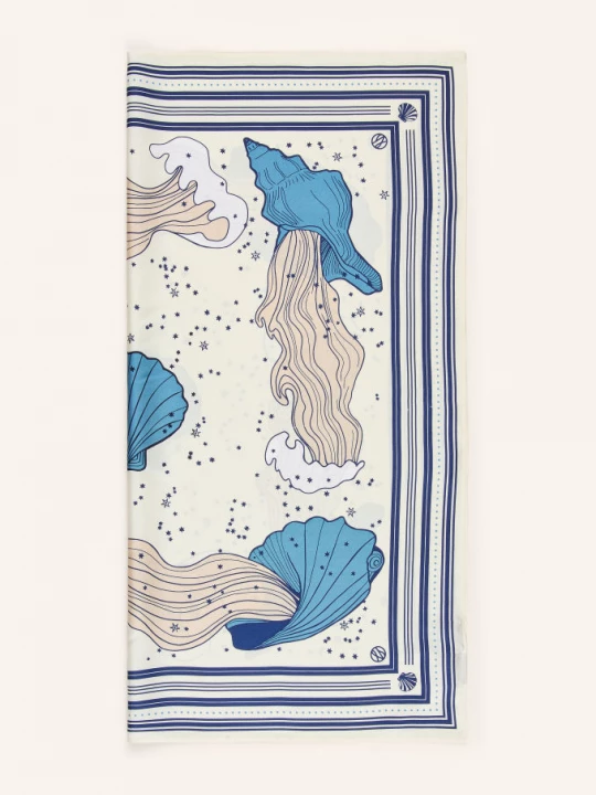 Obrázek produktu Lescarf Hedvábný Šátek režná / tmavě modrá / modrá