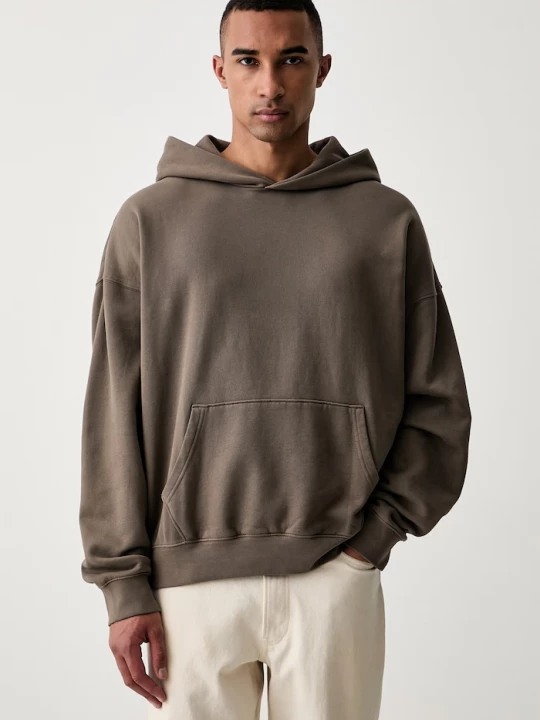 Obrázek produktu Levi' mikina kapucí pánská bavlnou SOFT CROPPED Levi's hnědá
