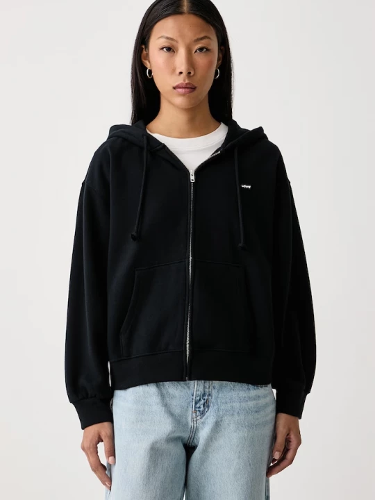 Obrázek produktu Levi' rozepínací mikina kapucí dámská bavlnou EVERYDAY FULL ZIP Levi's černá