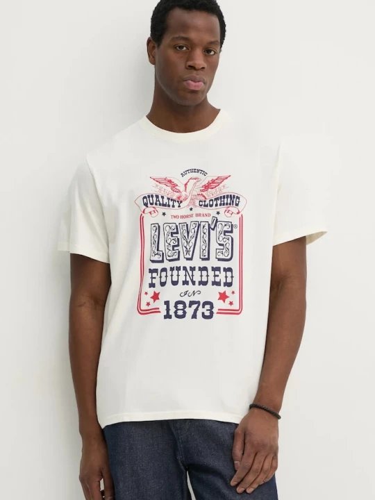 Obrázek produktu Levi's Bavlněné tričko Levi's SS RELAXED FIT TEE béžová
