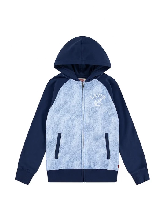 Obrázek produktu Levi's Dětská mikina Levi's TROMPE LOEIL DENIM HOODIE námořnická modř