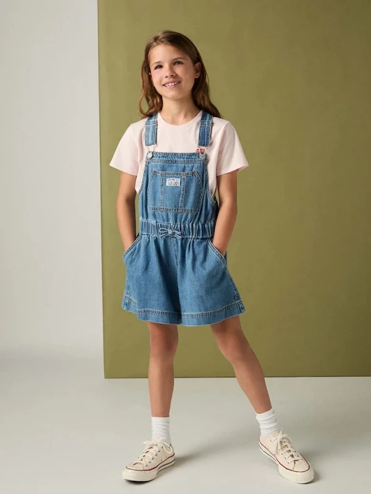 Obrázek produktu Levi's Dětské kalhoty na šle Levi's SHORTALL WITH TIE AT WAIST modrá