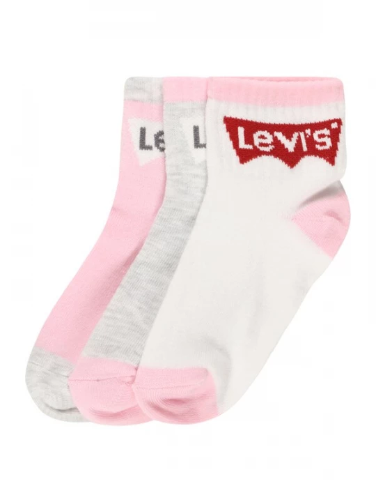 Obrázek produktu Levi's Kids Ponožky 'BATWING'  šedý melír / světle růžová / červená / bílá