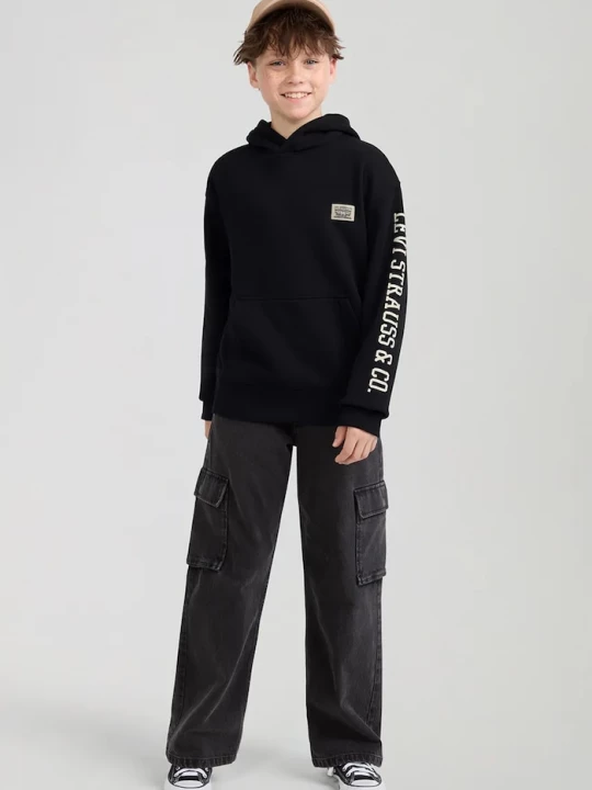 Obrázek produktu Levi's mikina dětská s bavlnou SLEEVE HIT HOODIE černá