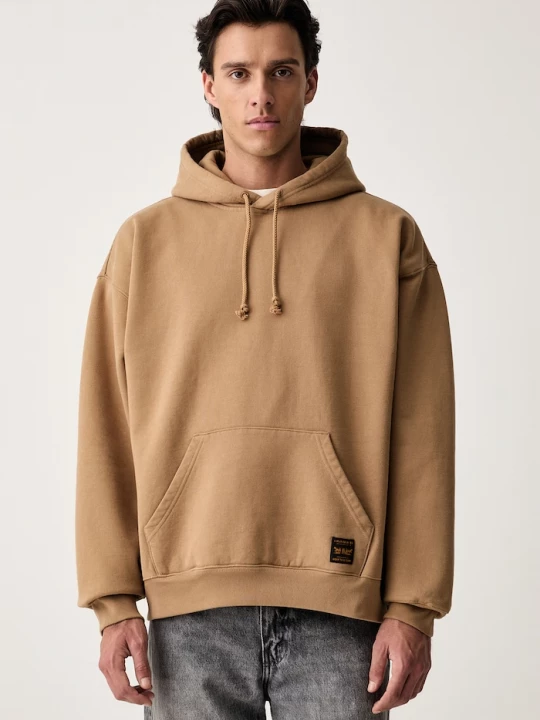 Obrázek produktu Levi's mikina s kapucí pánská s bavlnou WORKWEAR PO hnědá