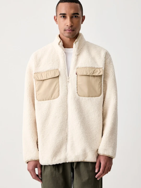 Obrázek produktu Levi's rozepínací mikina pánská fleecová CAMPO SHERPA béžová