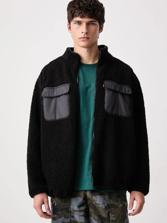Obrázek produktu Levi's rozepínací mikina pánská fleecová CAMPO SHERPA černá