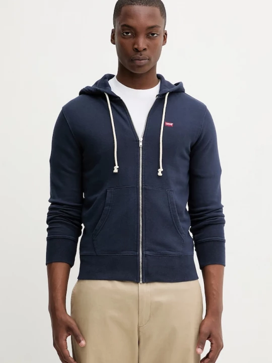 Obrázek produktu Levi's rozepínací mikina s kapucí pánská bavlněná THE ORIGINAL HM ZIP UP námořnická modř