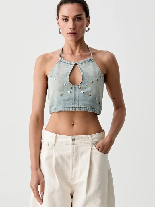 Obrázek produktu Levi's top dámský džínový ROAD WORN HALTER x PRIDE modrá