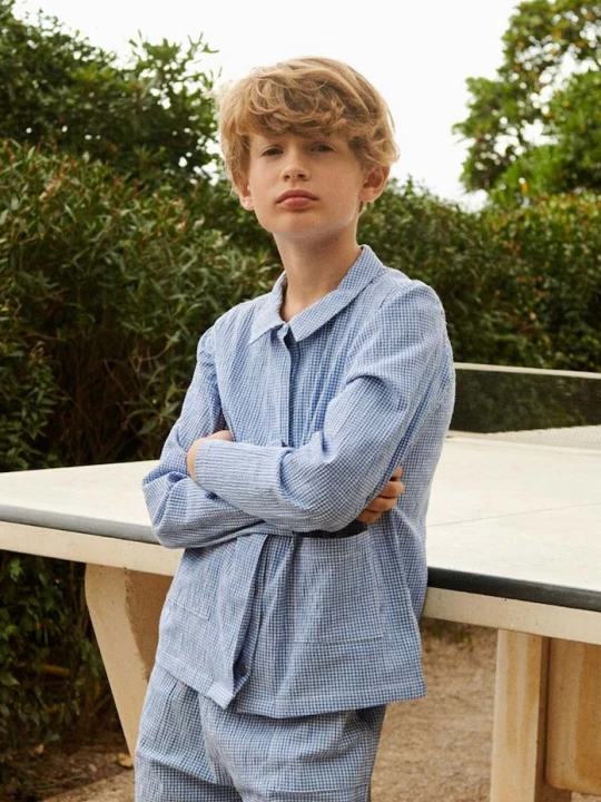 Obrázek produktu Liewood Dětská bavlněná košile Liewood Kory Seersucker Check Shirt modrá