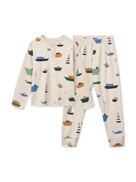 Obrázek produktu Liewood Dětské pyžamo Liewood Wilhelm Printed Pyjamas Set béžová