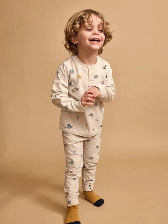 Obrázek produktu Liewood dvoudílné pyžamo dětské bavlněné s elastanem Wilhelm Grow Printed Pyjamas Set béžová