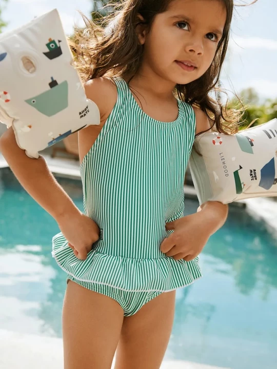 Obrázek produktu Liewood jednodílné dětské plavky Amara Stripe Swimsuit zelená