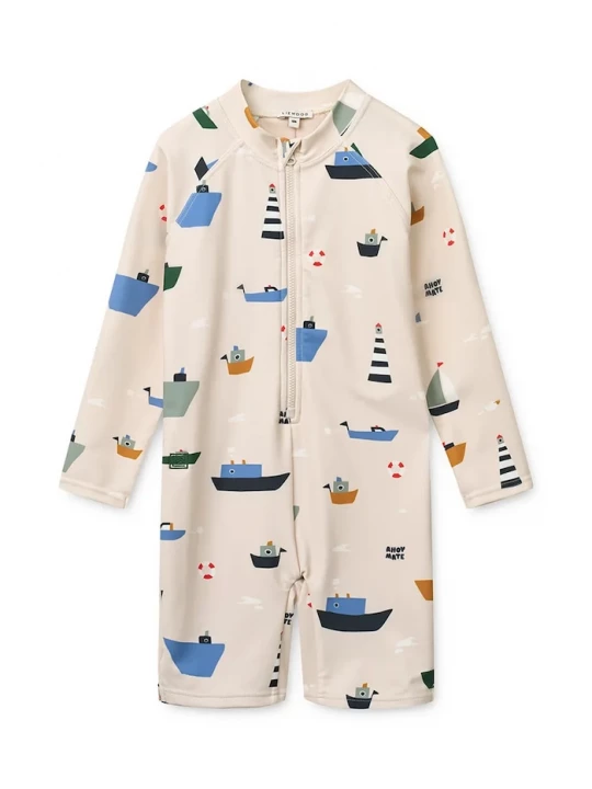 Obrázek produktu Liewood plážový overal dětský Max Printed LS Swim Jumpsuit béžová