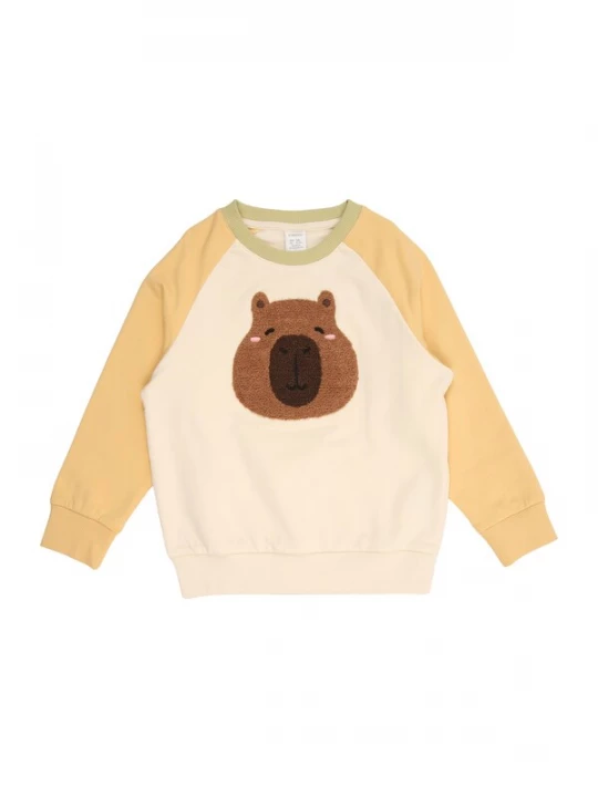 Obrázek produktu Lindex Mikina 'Capybara' hnědá / tmavě hnědá / citronová / světle zelená / barva bílé vlny