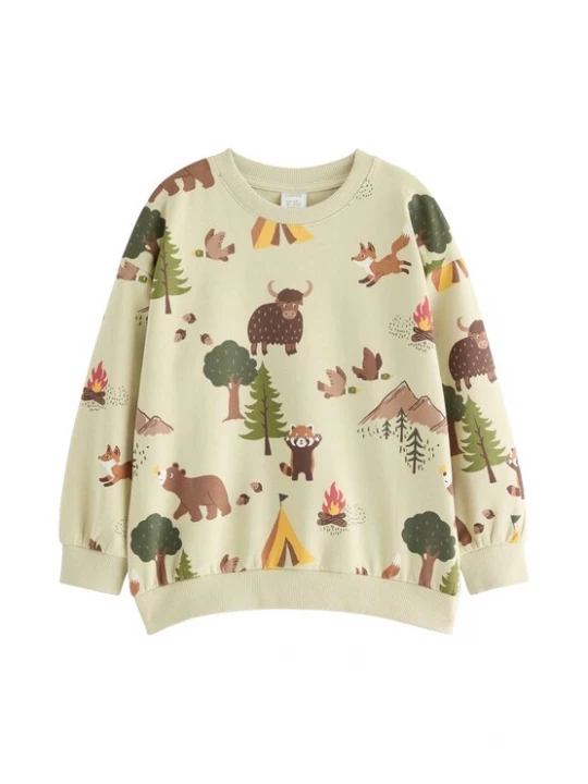 Obrázek produktu Lindex Mikina 'Forest' hnědá / žlutá / mátová / tmavě zelená