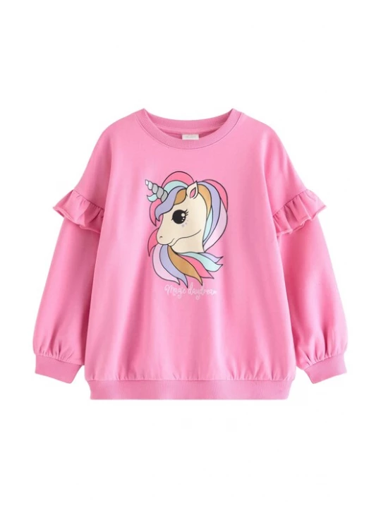 Obrázek produktu Lindex Mikina 'Unicorn Face' pastelově žlutá / světle fialová / pink / černá