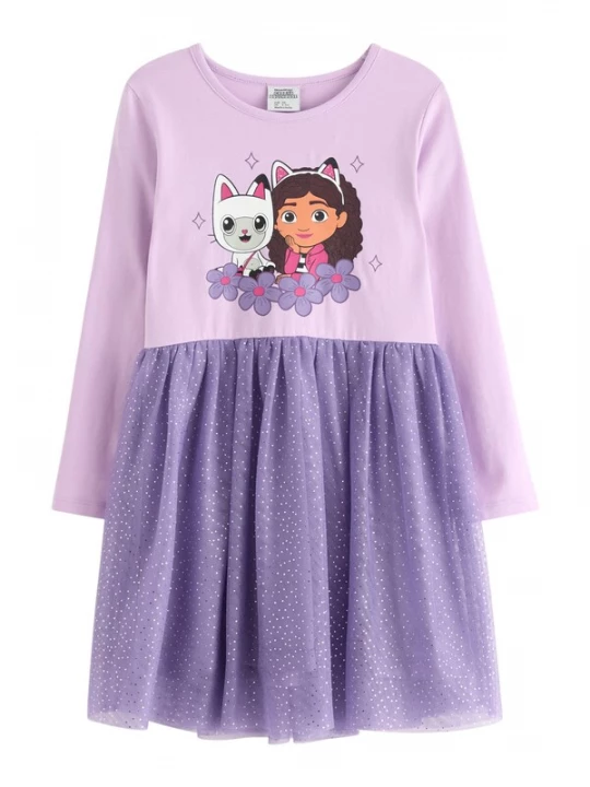 Obrázek produktu Lindex Šaty 'Gabbys Dollhouse' tmavě hnědá / šeříková / světle fialová / pink