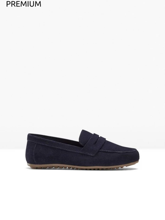 Obrázek produktu Loafersy ze skóry welurowej BonPrix niebieski