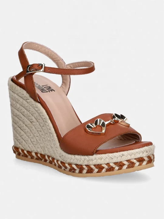 Obrázek produktu Love Moschino espadrily na klínku dámské kožené hnědá