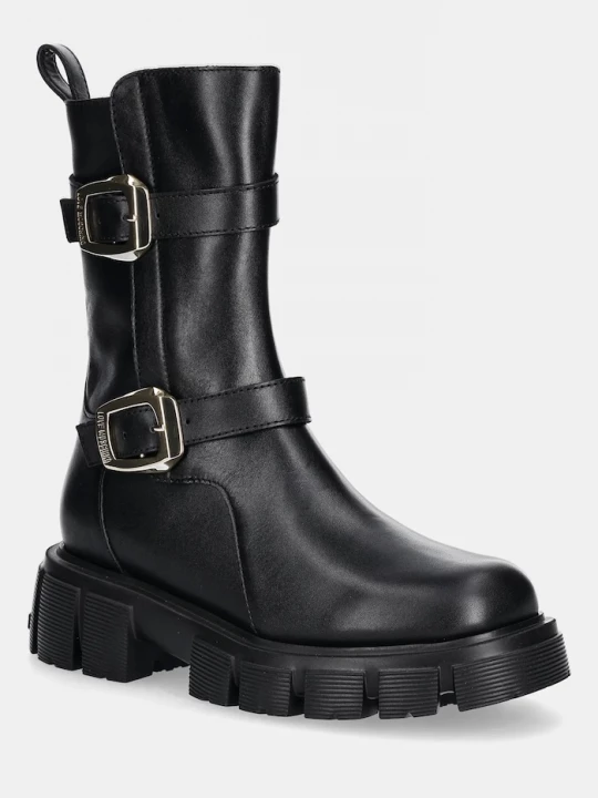 Obrázek produktu Love Moschino Kožené kotníkové boty Love Moschino černá