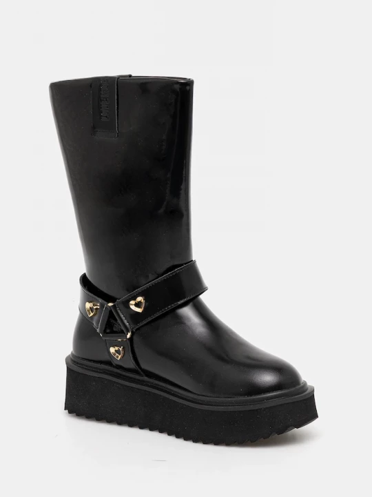 Obrázek produktu Love Moschino Kožené kotníkové boty černá