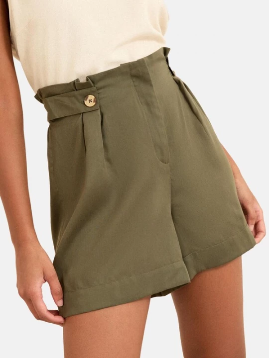 Obrázek produktu love & roses Kalhoty se sklady v pase khaki