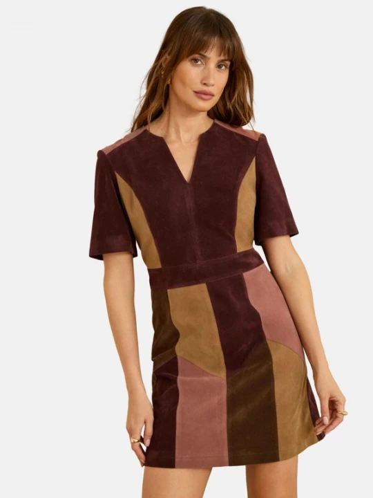 Obrázek produktu love & roses Šaty čokoládová / khaki / pudrová