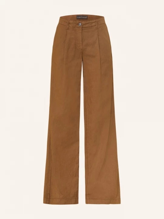 Obrázek produktu Luisa Cerano Džíny S Širokými Nohavicemi A Lněným Vzorem 7642 dark terracotta new old dyed