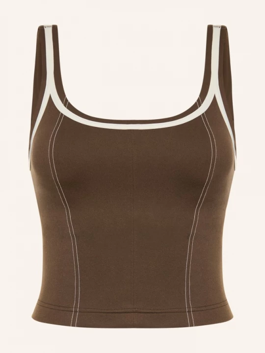 Obrázek produktu Lululemon Krátký Top Glow Up C/D tmavě hnědá / bílá