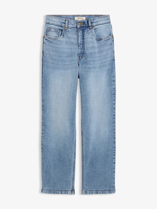 Obrázek produktu Luźne jeansy, high waist, cropped BonPrix niebieski