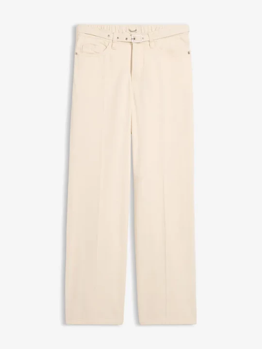 Obrázek produktu Luźne jeansy straight, mid waist, z bawełny BonPrix beżowy