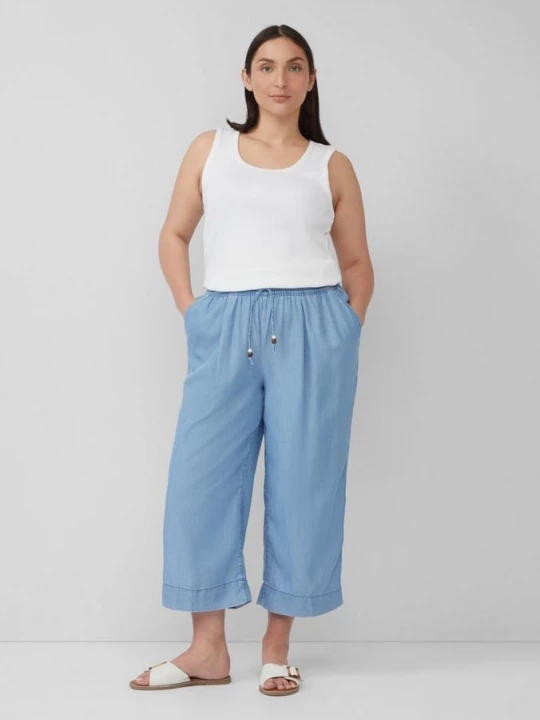 Obrázek produktu Lyocellové culottes / Uvolněný střih / Střední výška / Široké nohavice / Elastický pas s.Oliver modrá