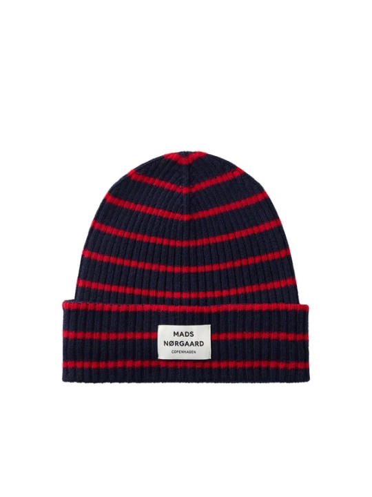 Obrázek produktu MADS NORGAARD COPENHAGEN Čepice 'Yota Anju' tmavě modrá / ohnivá červená / bílá