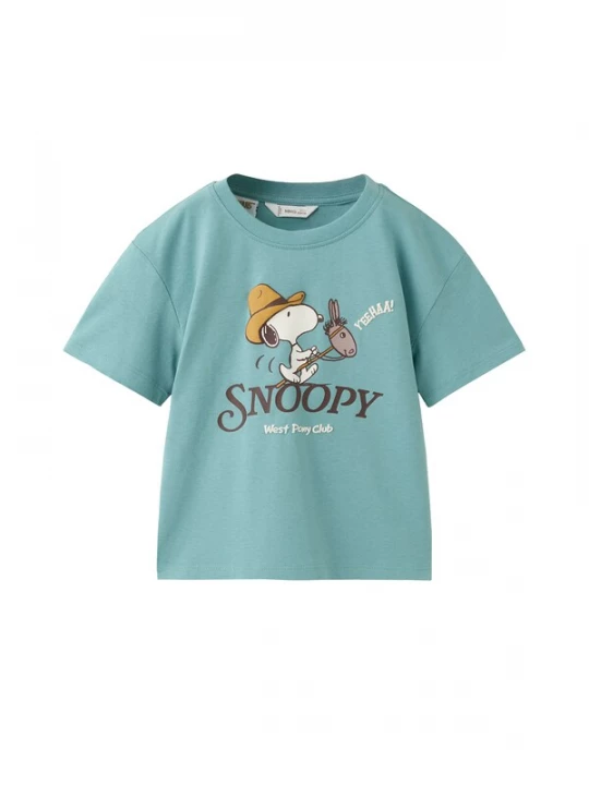 Obrázek produktu MANGO KIDS Tričko 'SNOOPY' tyrkysová / čokoládová / šafrán / bílá