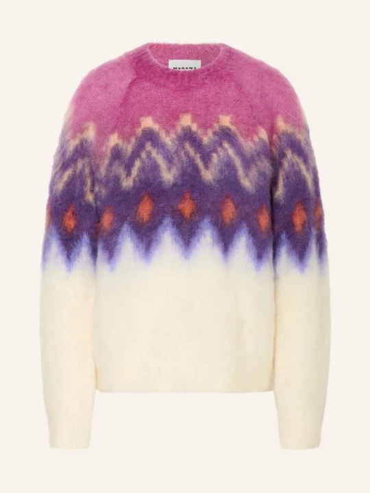 Obrázek produktu Marant Étoile Oversized Svetr Ambre S Mohérem fuchsiová / fialová / bílá