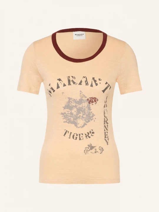 Obrázek produktu Marant Étoile Tričko Kiliann Z Lnu béžová / černošedá / tmavě červená