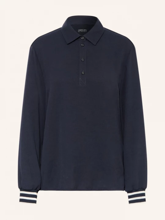 Obrázek produktu Marc Cain Tričko S Límečkem Z Kombinace Materiálů 394 navy