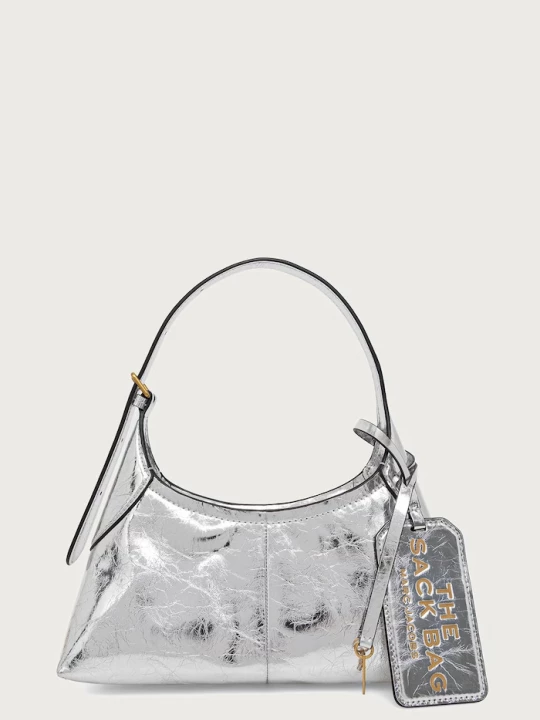Obrázek produktu MARC JACOBS hobo kabelka dámská kožená THE SMALL BELTED SACK stříbrná