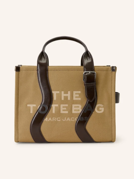 Obrázek produktu Marc Jacobs Shopper The Medum Canvas Tote Wavy Stripes Leather velbloudí / stříbrná / tmavě hnědá