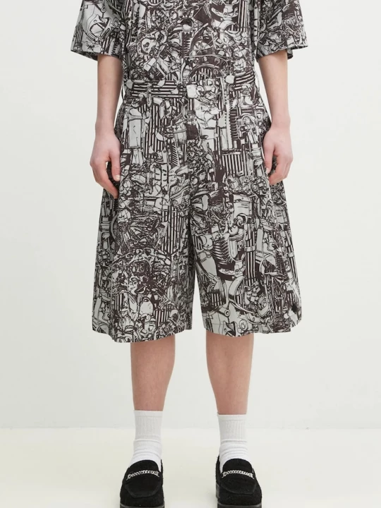 Obrázek produktu Marcelo Burlon Bavlněné šortky Marcelo Burlon Aop Mech Pajama Shorts Dark Grey Medium šedá