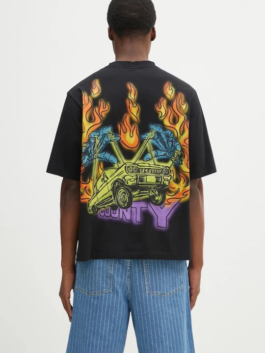 Obrázek produktu Marcelo Burlon Bavlněné tričko Marcelo Burlon County Flame Boxy T-Shirt Black Red