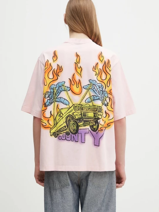 Obrázek produktu Marcelo Burlon Bavlněné tričko Marcelo Burlon County Flame Boxy T-Shirt Pink Red
